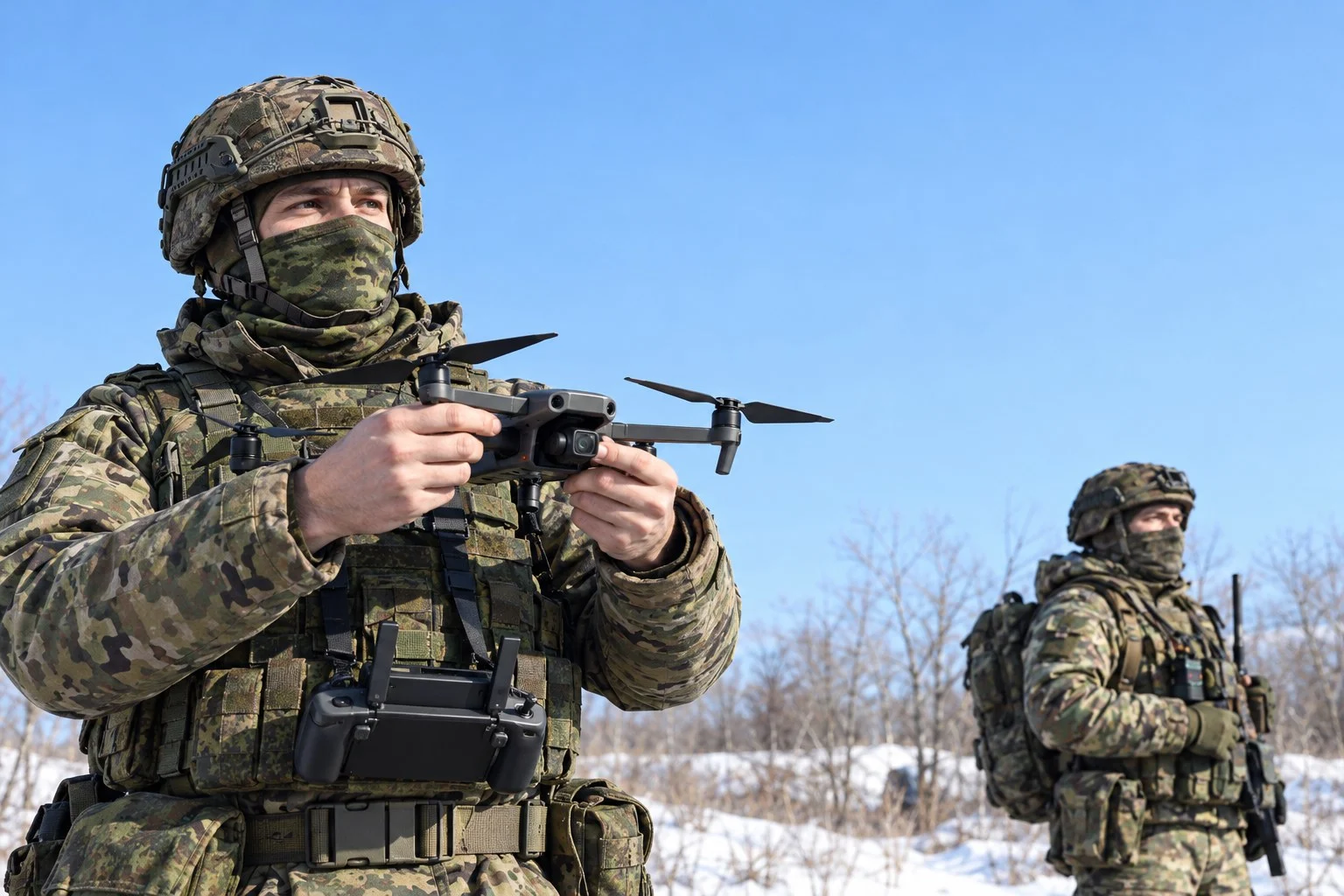Военнослужащий с беспилотным аппаратом